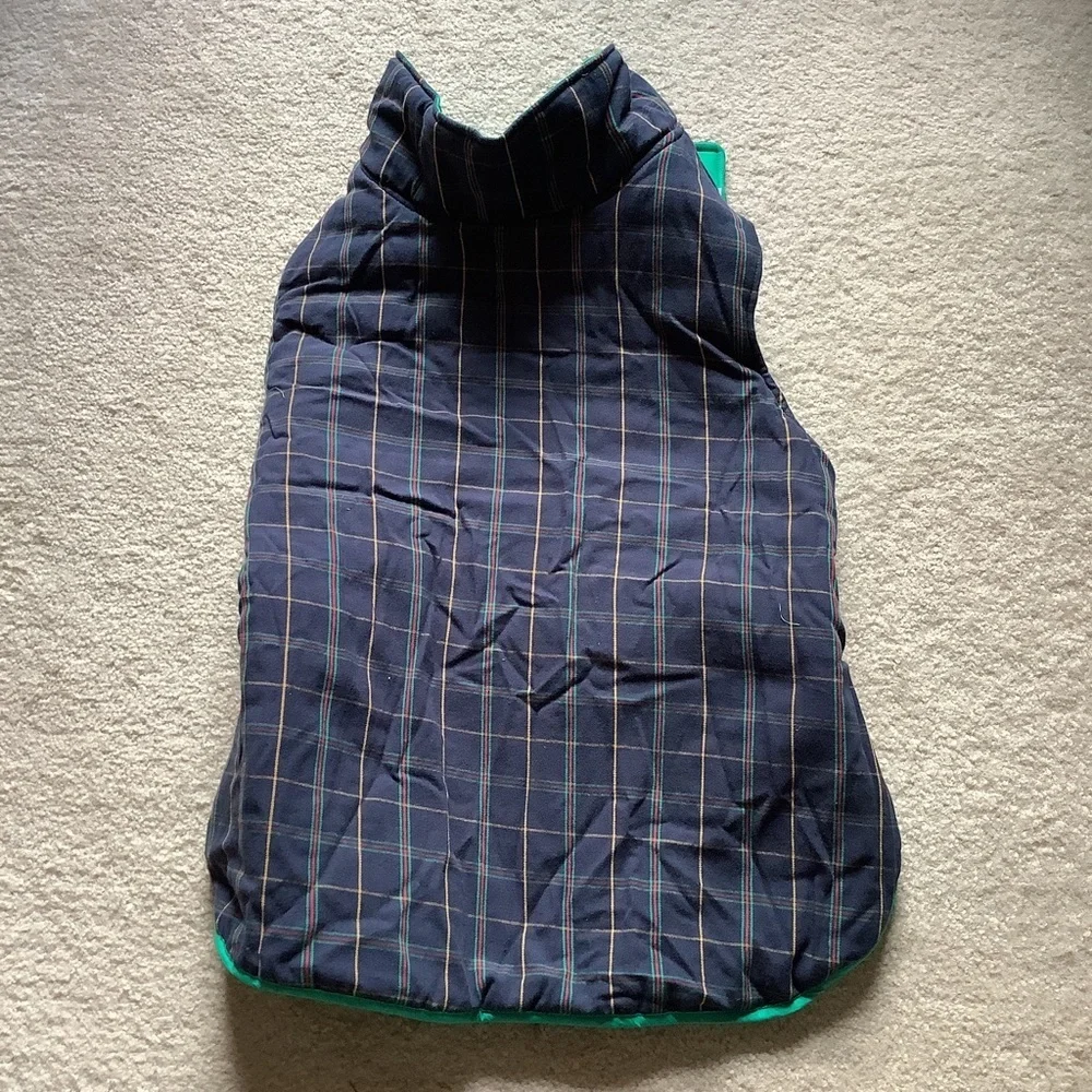 BOOTS & BARKLEY Reversible Puffer Vest XL Dog Coat NEW Green Navy Plaid Heritage